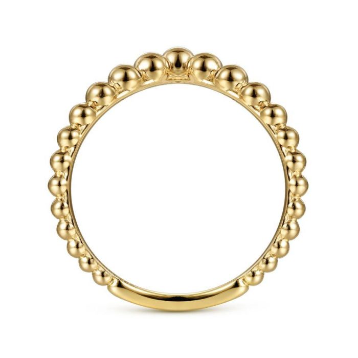 Gabriel & Co. - LR51800Y4JJJ - 14K Yellow Gold Bujukan Bead Curved Ring | Hannoush Jewelers