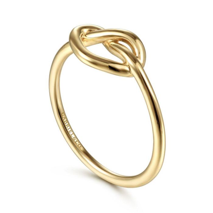 Gabriel & Co. - LR51803Y4JJJ - 14K Yellow Gold Twisted Heart Pretzel Ring | Hannoush Jewelers