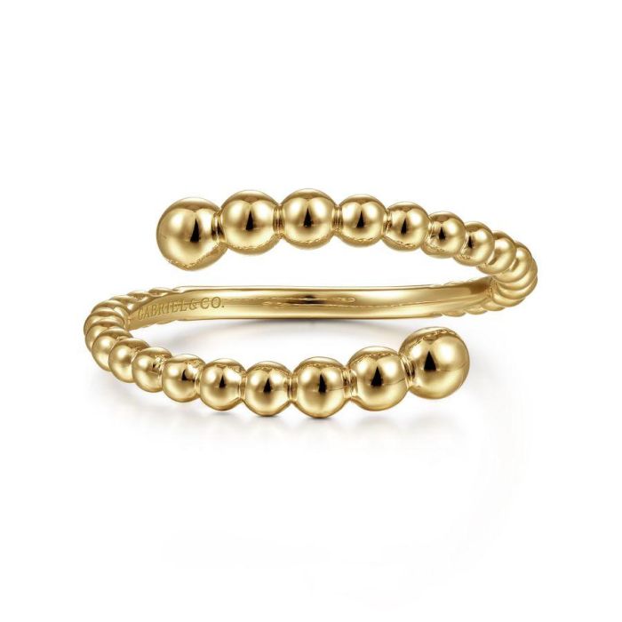 Gabriel & Co. - LR51822Y4JJJ - 14K Yellow Gold Bujukan Bead Bypass Ring | Hannoush Jewelers