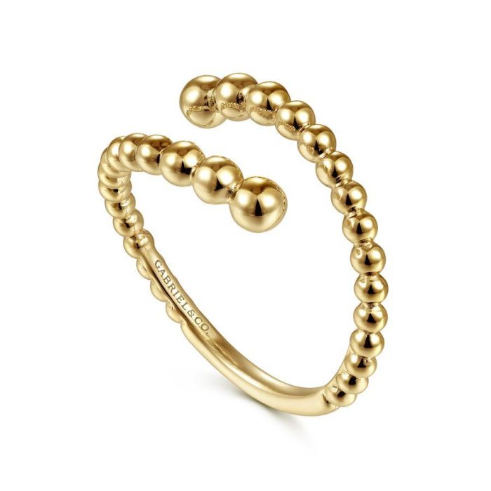 Gabriel & Co. - LR51822Y4JJJ - 14K Yellow Gold Bujukan Bead Bypass Ring | Hannoush Jewelers