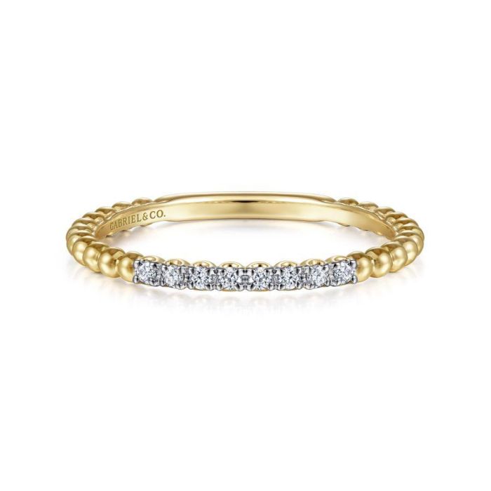 Gabriel & Co. - LR51823Y45JJ - 14K Yellow Gold Bujukan Bead and Diamond Stackable Ring | Hannoush Jewelers