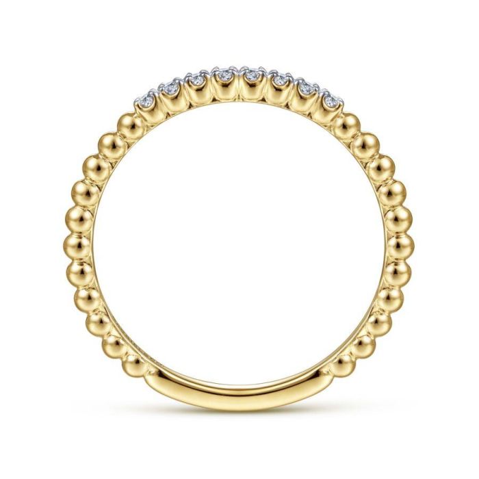 Gabriel & Co. - LR51823Y45JJ - 14K Yellow Gold Bujukan Bead and Diamond Stackable Ring | Hannoush Jewelers