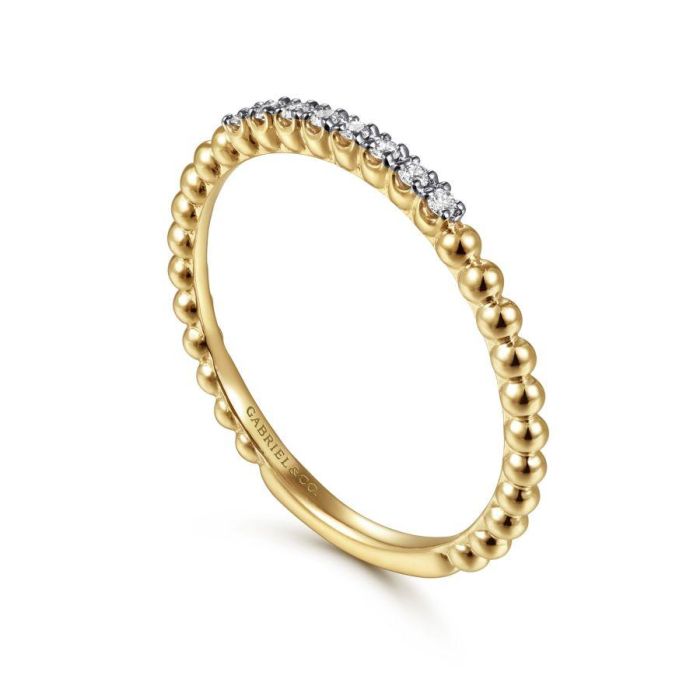 Gabriel & Co. - LR51823Y45JJ - 14K Yellow Gold Bujukan Bead and Diamond Stackable Ring | Hannoush Jewelers