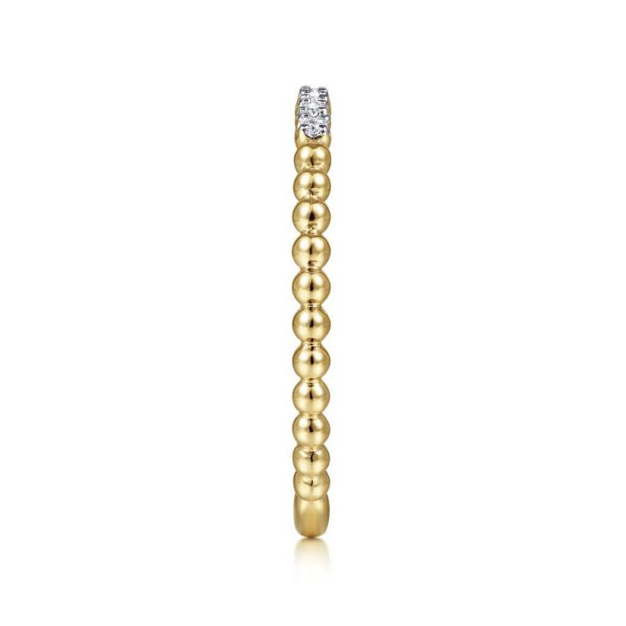 Gabriel & Co. - LR51823Y45JJ - 14K Yellow Gold Bujukan Bead and Diamond Stackable Ring | Hannoush Jewelers