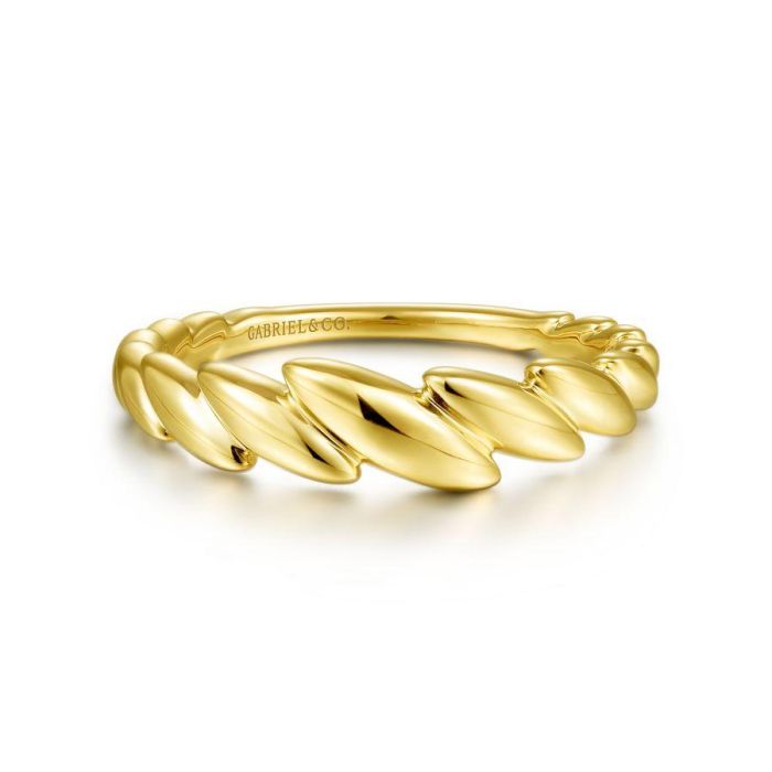 Gabriel & Co. - LR51854Y4JJJ - 14K Yellow Gold Tilted Leaf Ring | Hannoush Jewelers