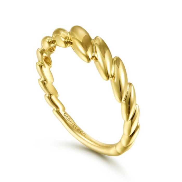 Gabriel & Co. - LR51854Y4JJJ - 14K Yellow Gold Tilted Leaf Ring | Hannoush Jewelers