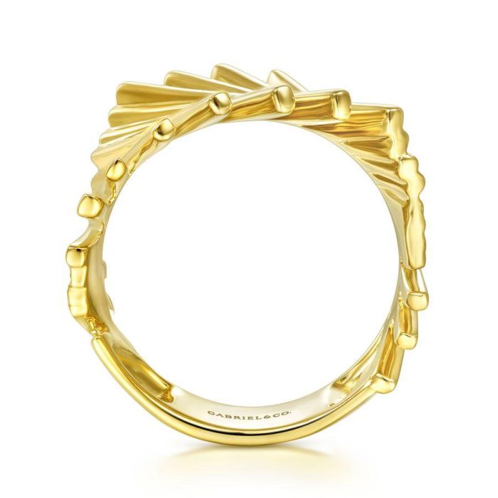 Gabriel & Co. - LR51877Y4JJJ - 14K Yellow Gold Stacked Bar Cage Ring | Hannoush Jewelers