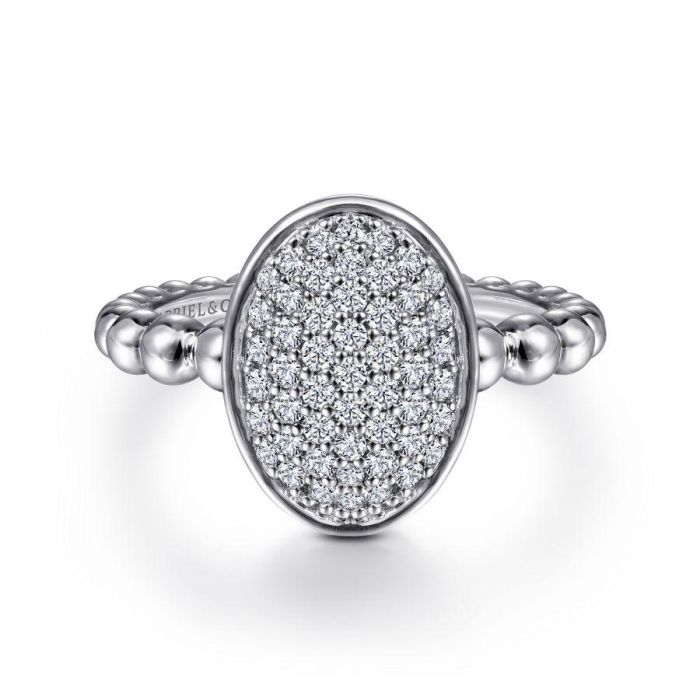 Gabriel & Co. - LR51891SVJWS - 925 Sterling Silver Oval Ring with White Sapphire Pave | Hannoush Jewelers