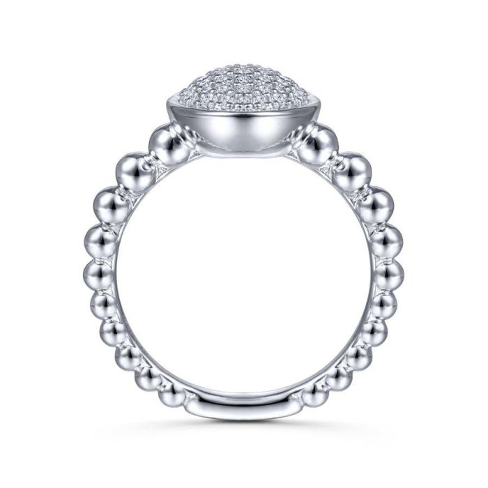 Gabriel & Co. - LR51891SVJWS - 925 Sterling Silver Oval Ring with White Sapphire Pave | Hannoush Jewelers