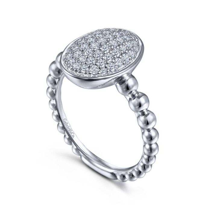 Gabriel & Co. - LR51891SVJWS - 925 Sterling Silver Oval Ring with White Sapphire Pave | Hannoush Jewelers