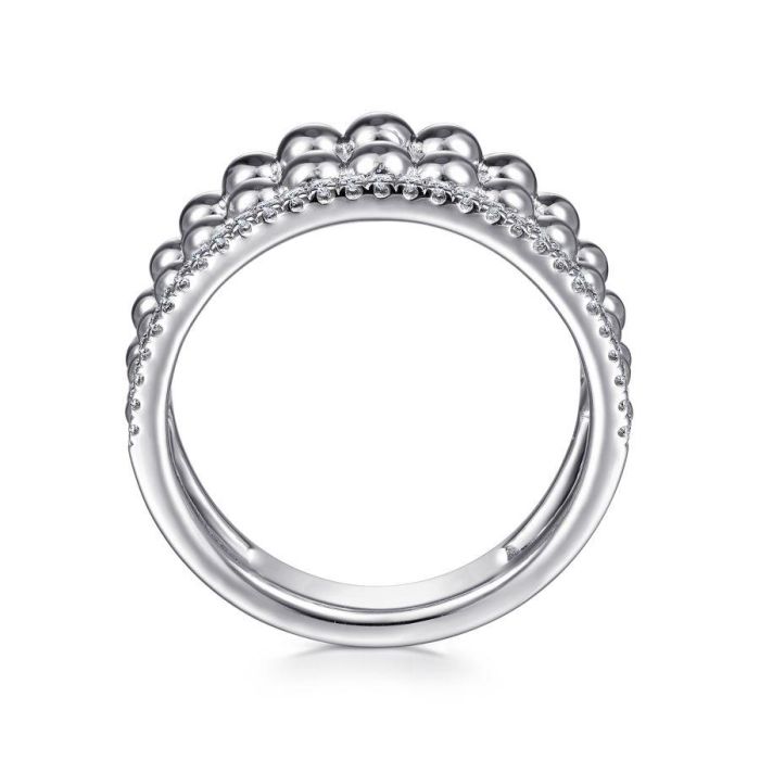 Gabriel & Co. - LR51897SVJWS - 925 Sterling Silver White Sapphire Wide Bujukan Ring | Hannoush Jewelers