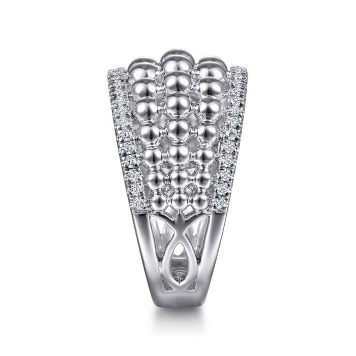 Gabriel & Co. - LR51897SVJWS - 925 Sterling Silver White Sapphire Wide Bujukan Ring | Hannoush Jewelers