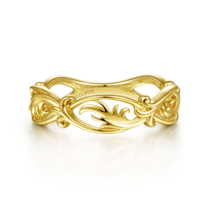 Gabriel & Co. - LR51916Y4JJJ - 14K Yellow Gold Filigree Floral Ring | Hannoush Jewelers