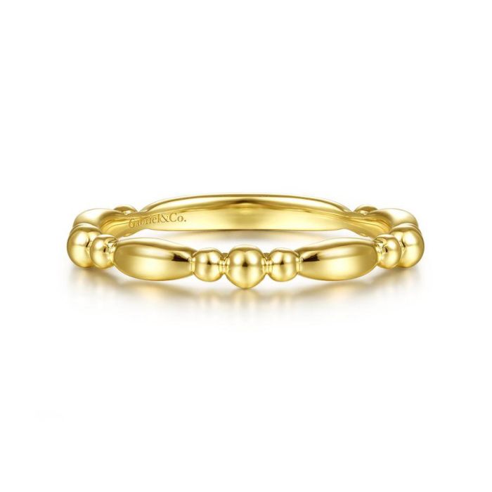 Gabriel & Co. - LR51938Y4JJJ - 14K Yellow Gold Alternating Bar and Bujukan Bead Stackable Ring | Hannoush Jewelers