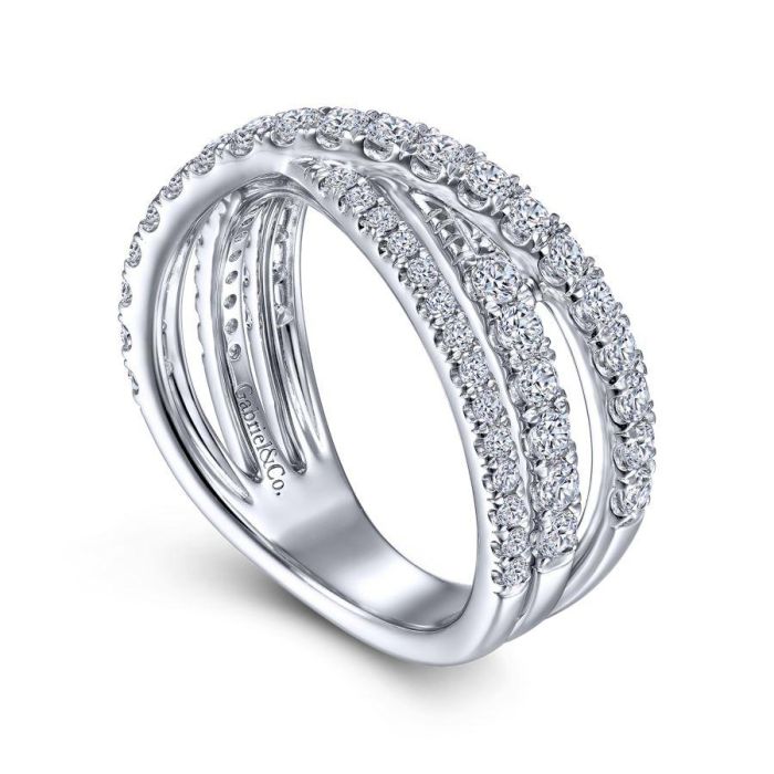 Gabriel & Co. - LR51992W45JJ - 14K White Gold Diamond Criss Cross Ring | Hannoush Jewelers