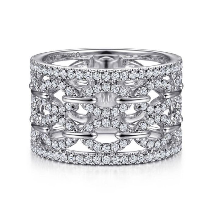 Gabriel & Co. - LR51997W45JJ - 14K White Gold Diamond link Ring | Hannoush Jewelers