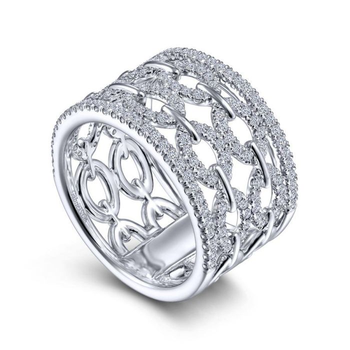 Gabriel & Co. - LR51997W45JJ - 14K White Gold Diamond link Ring | Hannoush Jewelers