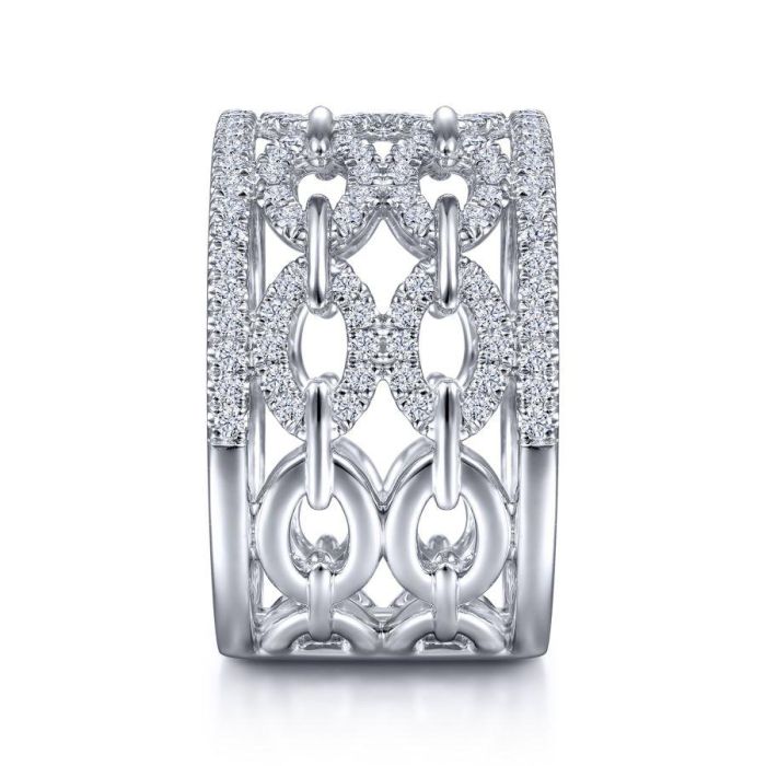 Gabriel & Co. - LR51997W45JJ - 14K White Gold Diamond link Ring | Hannoush Jewelers