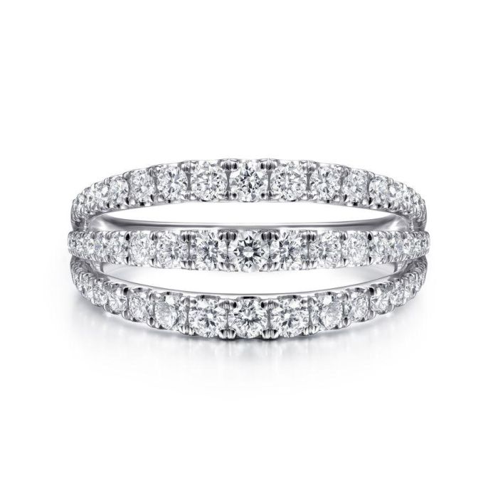 Gabriel & Co. - LR52002W45JJ - 14K White Gold Three Row Diamond Ring | Hannoush Jewelers