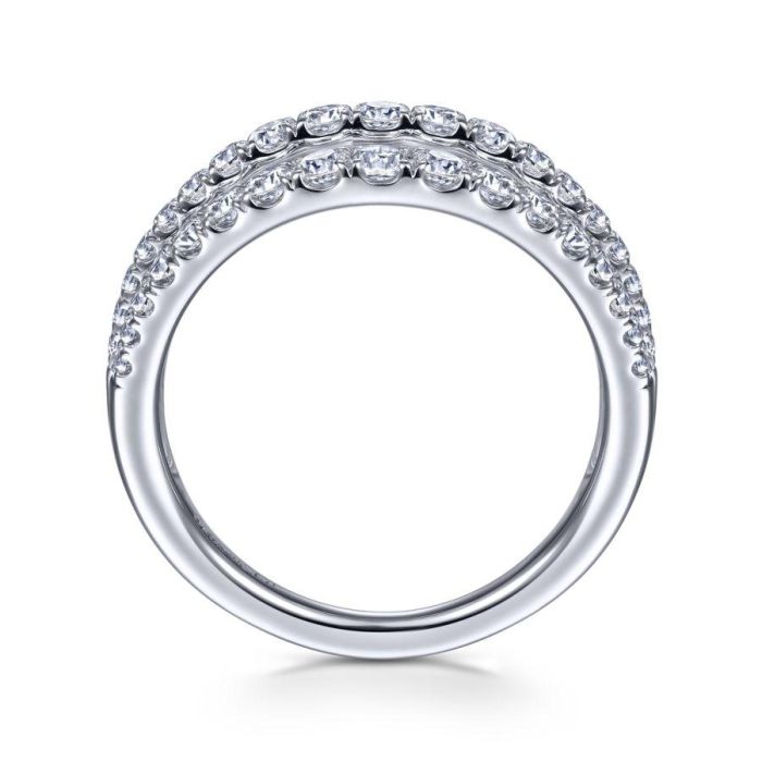 Gabriel & Co. - LR52002W45JJ - 14K White Gold Three Row Diamond Ring | Hannoush Jewelers