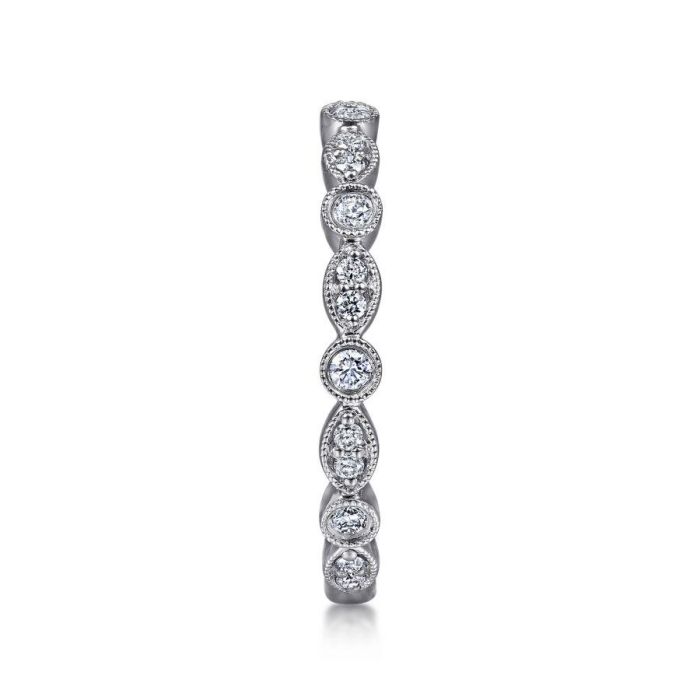 Gabriel & Co. - LR5701W45JJ - 14K White Gold Marquise and Round Station Diamond Ring | Hannoush Jewelers