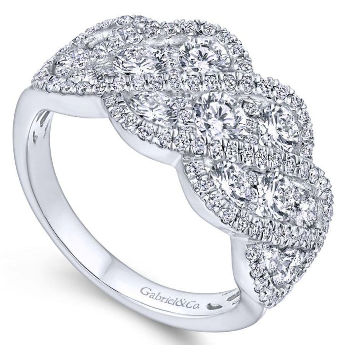 Gabriel & Co. - LR6258W44JJ - 14K White Gold Woven Diamond Statement Ring | Hannoush Jewelers