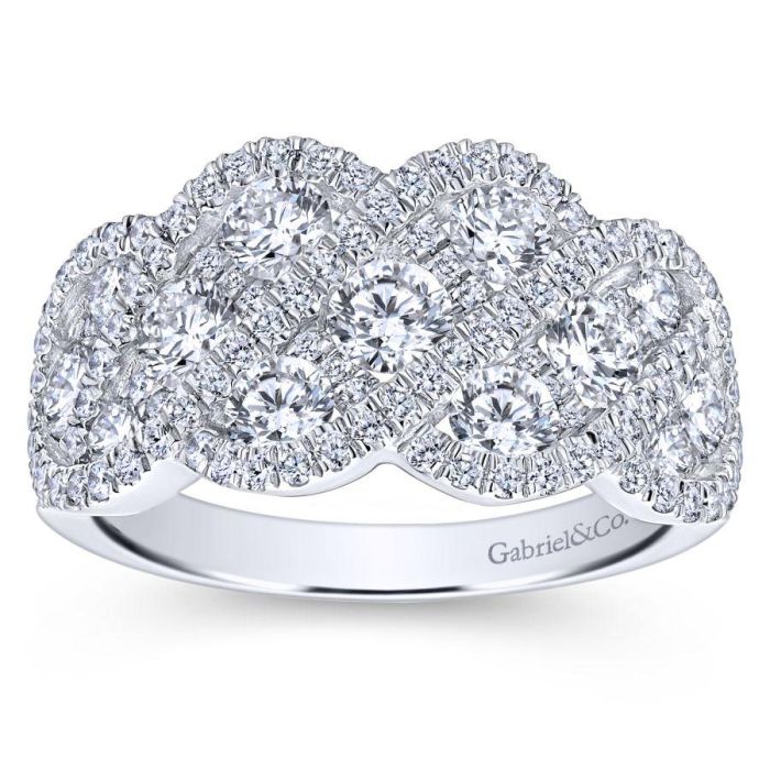 Gabriel & Co. - LR6258W44JJ - 14K White Gold Woven Diamond Statement Ring | Hannoush Jewelers