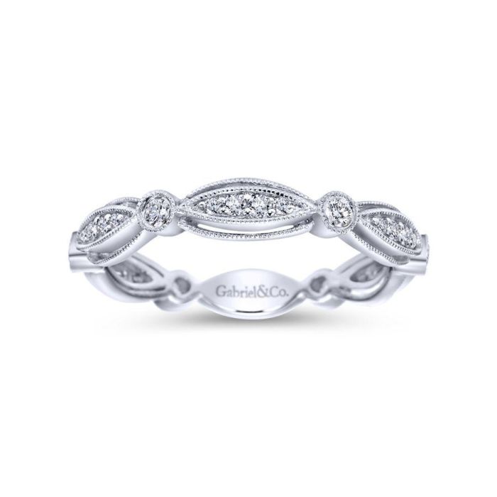 Gabriel & Co. - LR6319W45JJ - 14K White Gold Scalloped Stackable Diamond Ring | Hannoush Jewelers