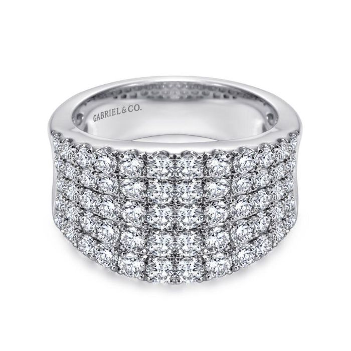 Gabriel & Co. - LR6365W44JJ - 14K White Gold Wide Band Pavﾂ Diamond Ring | Hannoush Jewelers