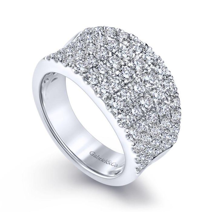 Gabriel & Co. - LR6365W44JJ - 14K White Gold Wide Band Pavﾂ Diamond Ring | Hannoush Jewelers