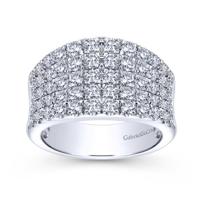 Gabriel & Co. - LR6365W44JJ - 14K White Gold Wide Band Pavﾂ Diamond Ring | Hannoush Jewelers