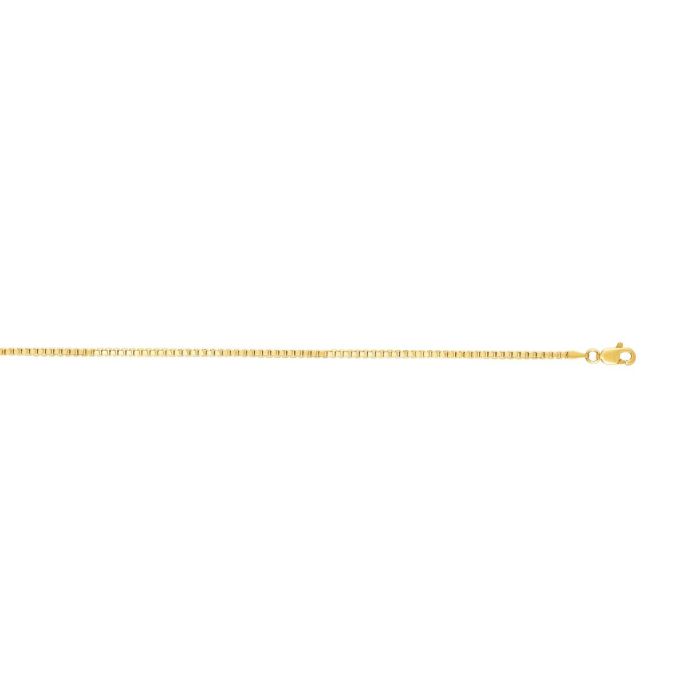 14kt Gold 18" Yellow Finish Shiny Square Hollow Classic Box Chain with Lobster Clasp HBOX090-18 | Hannoush Jewelers