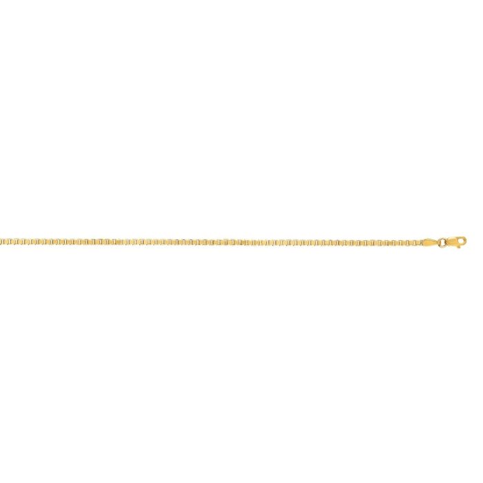 14kt Gold 20" Yellow Finish Shiny Square Hollow Classic Box Chain with Lobster Clasp HBOX110-20 | Hannoush Jewelers