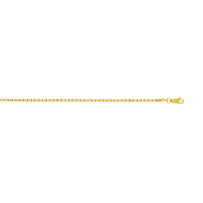 14kt Gold 20" Yellow Finish Shiny Square Hollow Classic Box Chain with Lobster Clasp HBOX115-20 | Hannoush Jewelers