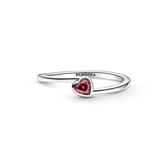 Rose Gold Heart-Shaped Wine-Red Garnet and Diamond Ring