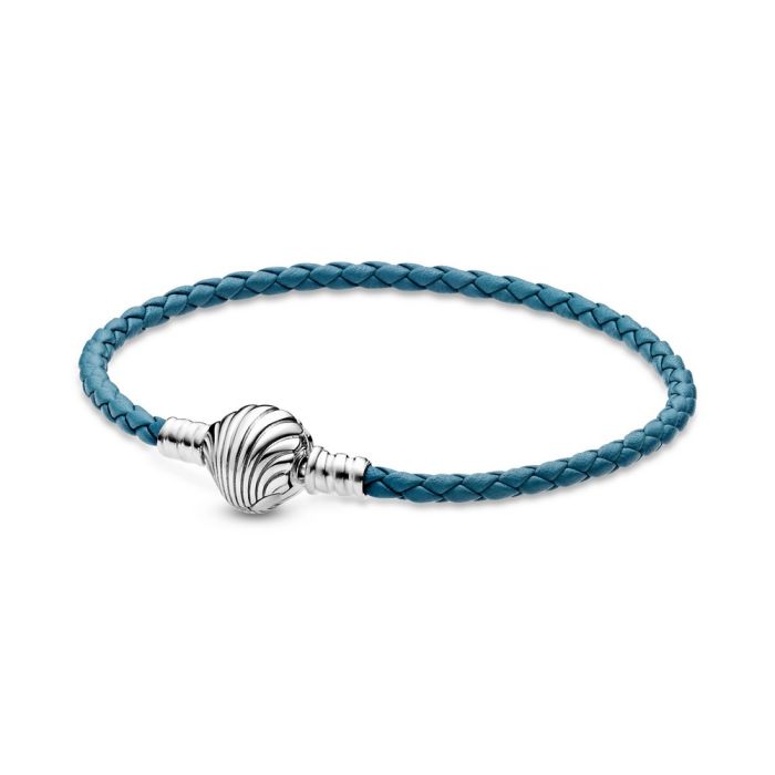 Seashell Clasp Turquoise Braided Leather Bracelet 598951C01-S | Hannoush Jewelers