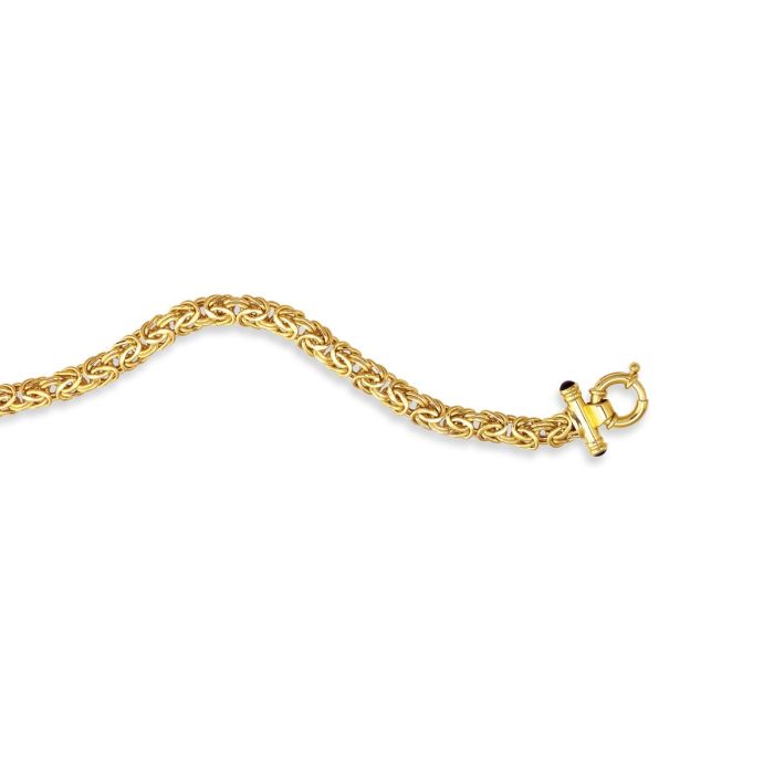 14kt 18" Yellow Gold Shiny Byzantine Fancy Necklace with Spring Ring Clasp HTG200-18 | Hannoush Jewelers