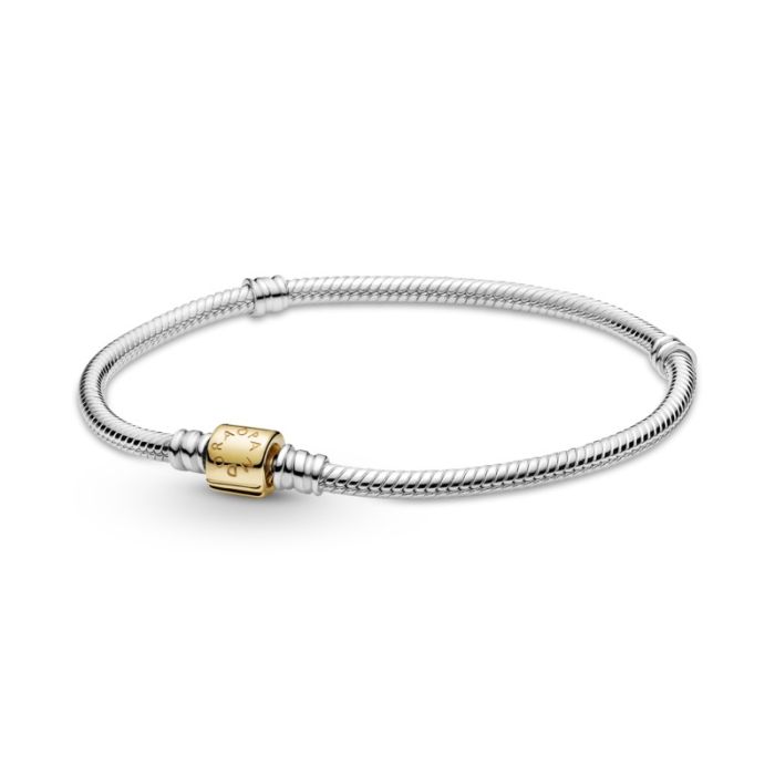 Pandora Moments Two-tone Barrel Clasp Snake Chain Bracelet 599347C00