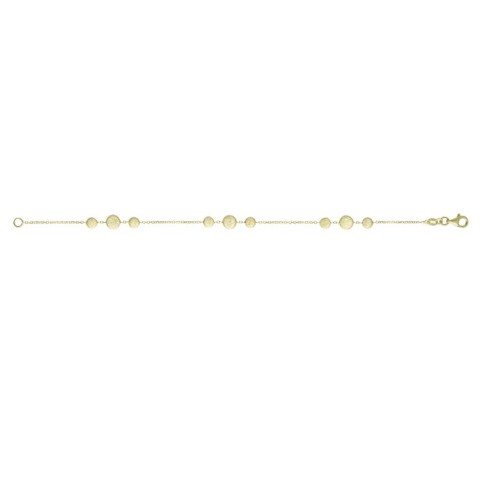 14kt 17" Yellow Gold Shiny 3-Cluster Station Satin Finish Flat Pebble On Cable Chain Necklace with Pear Shape Clasp N2619-17 | Hannoush Jewelers