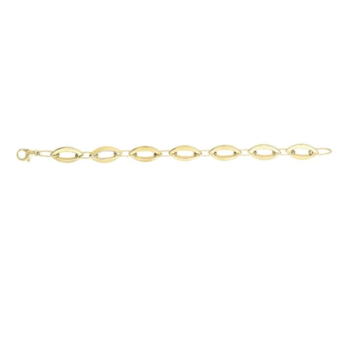 14kt 18" Yellow Gold Shiny Alternate Large+ Small Marquis Shape Link Fancy Necklace with Lobster Clasp N3188-18 | Hannoush Jewelers