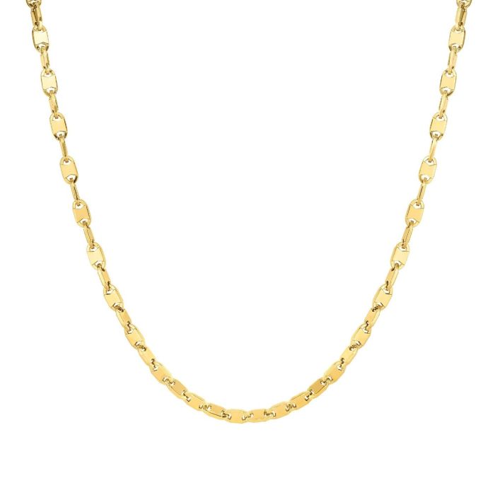 14kt Gold 22" Yellow Finish Shiny Oval Fancy Necklace with Lobster Clasp NCK2803-22 | Hannoush Jewelers