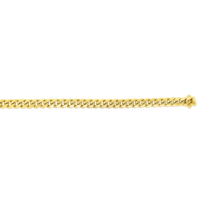 14kt Gold 24" Yellow Finish New Hollow Miami Cuban Necklace with Box Clasp NHMC180-24 | Hannoush Jewelers