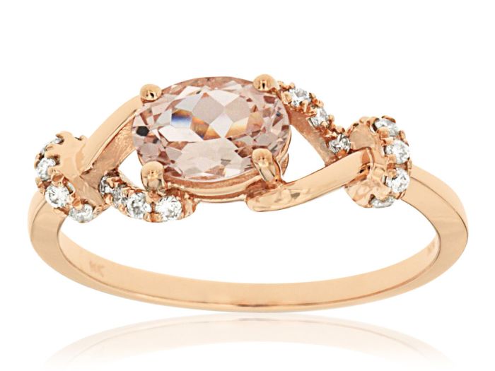 14k Rose Gold Oval Morganite and Diamond Ring PC6057M-MG | Hannoush Jewelers