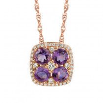 14k Rose Gold Round Amethyst and Diamond Halo Pendant pc6804a_2 | Hannoush Jewelers