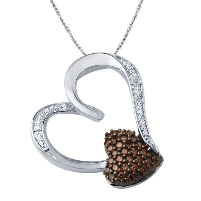 14K White Gold Color Diamond Heart Shaped Pendant | Hannoush Jewelers