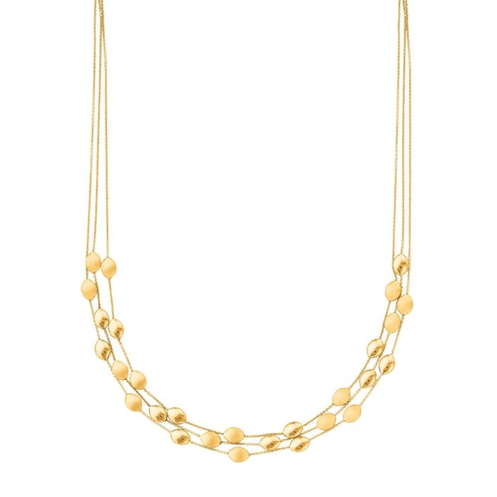 14kt 17" Yellow Gold Shiny 3 Strand Cable Chain Link Pebble Fancy Necklace with Lobster Clasp PEB103-17 | Hannoush Jewelers