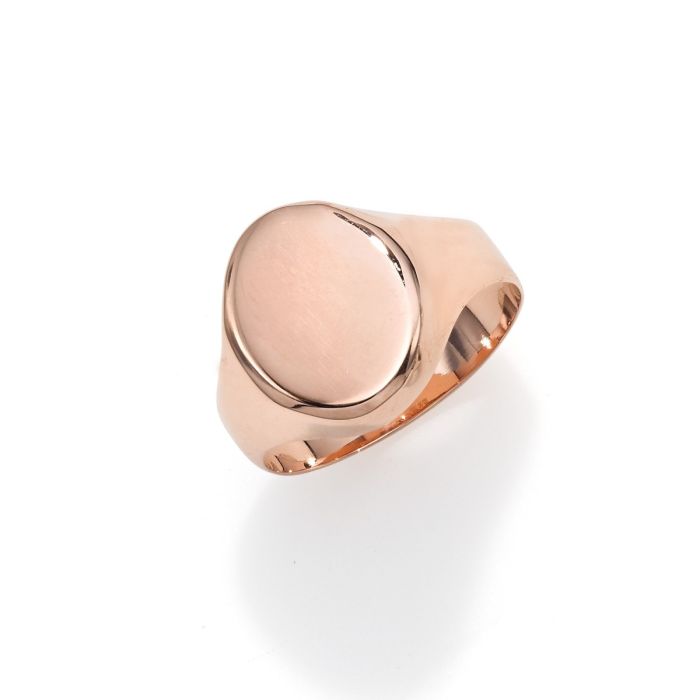 14kt Rose Gold Polished Oval Signet Ring PR7068 | Hannoush Jewelers