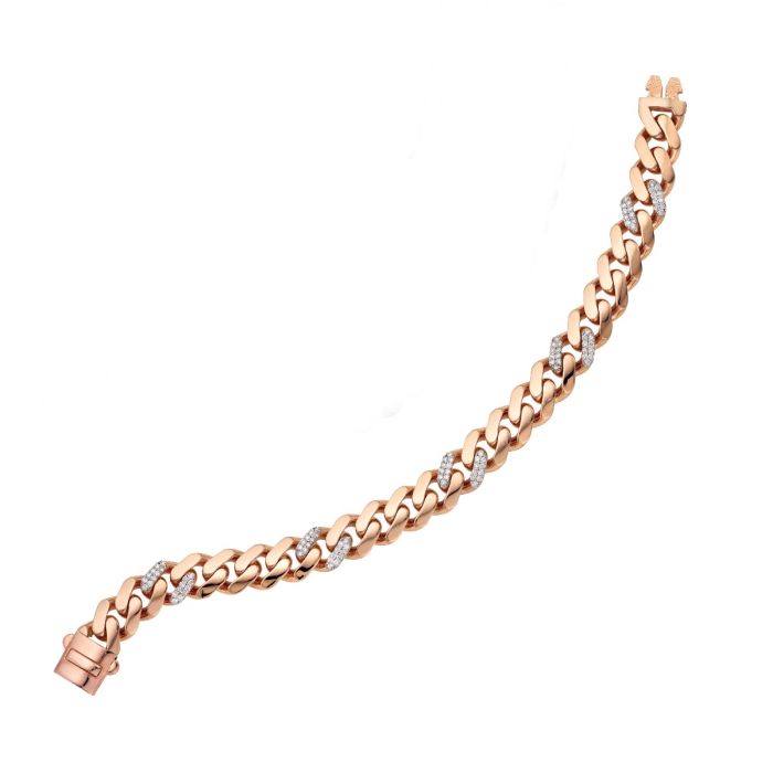 14K Rose Gold 7" .85CT Ferrara Diamond Chain Bracelet with Box Clasp PRC10030-07 | Hannoush Jewelers