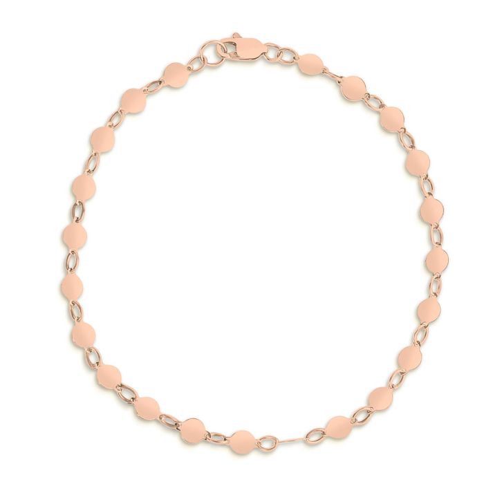 14kt Rose Gold 7" 4mm Polished Pebble Necklace with Lobster Clasp PRC8240-07 | Hannoush Jewelers