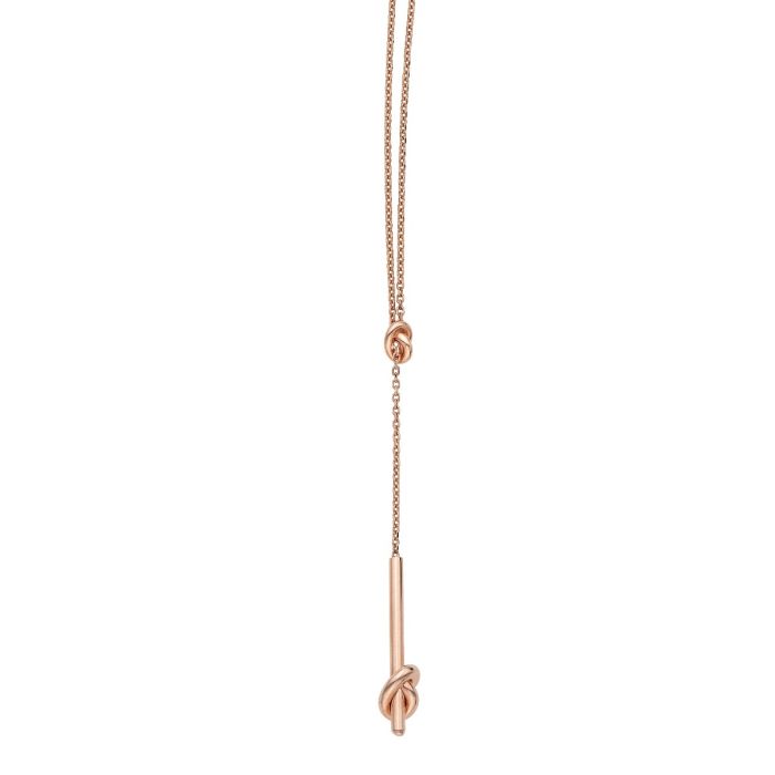 14K Rose Gold 17" Amore Knot Lariat Necklace PRC8331-17 | Hannoush Jewelers